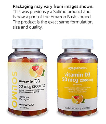 Paquete doble gomitas vitamina d3 Amazon Basics