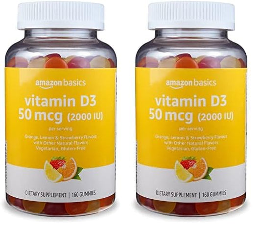 Amazon Basics gomitas vitamina d3 sabores naranja limón fresa
