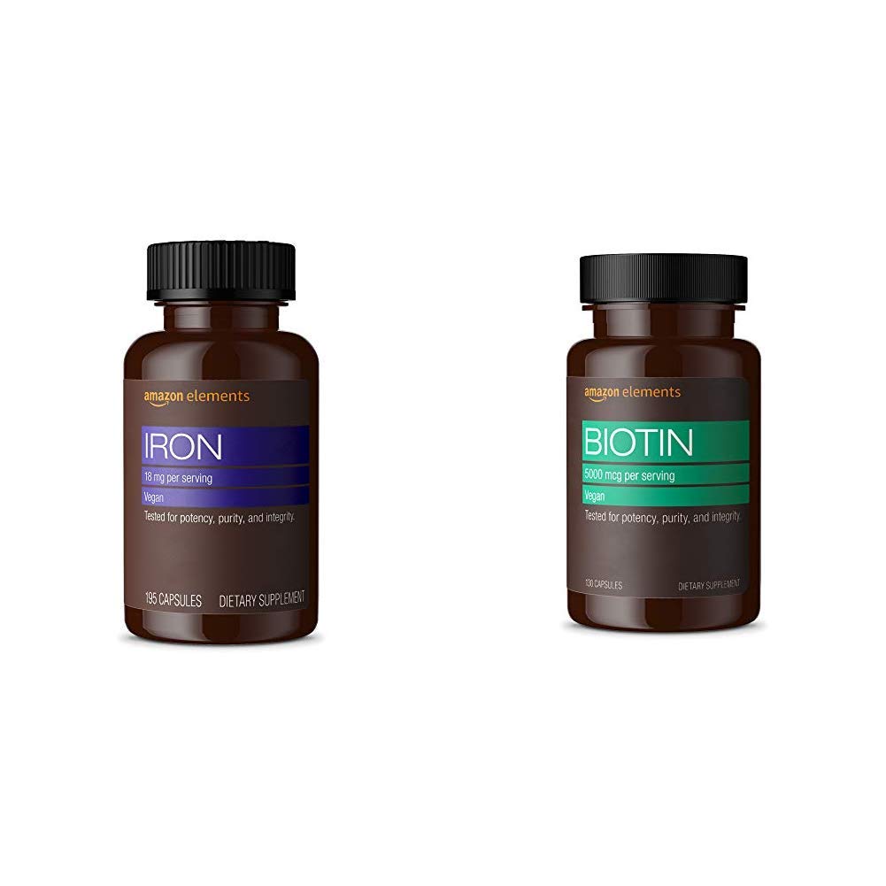 Amazon Elements hierro y biotina suplemento saludable