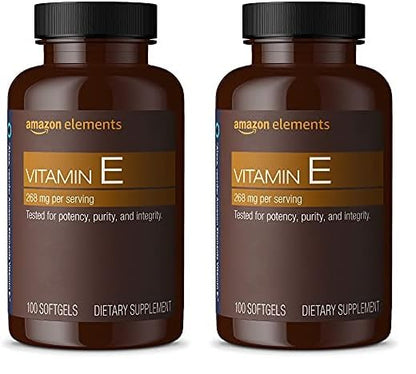 Frasco Amazon Elements vitamina E 400 UI 100 cápsulas blandas
