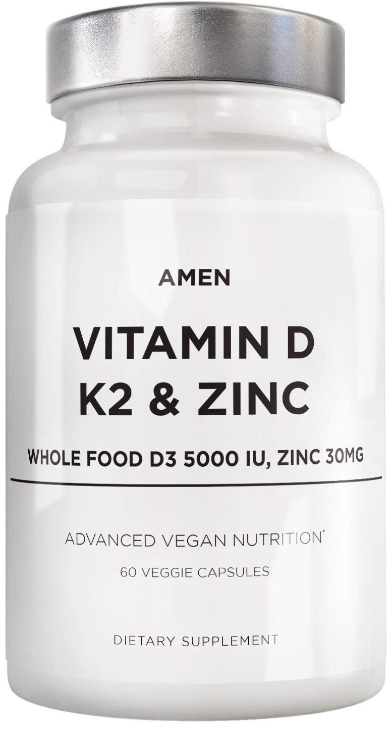 Amen vitamina d3 k2 zinc suplemento vegano 60 cápsulas