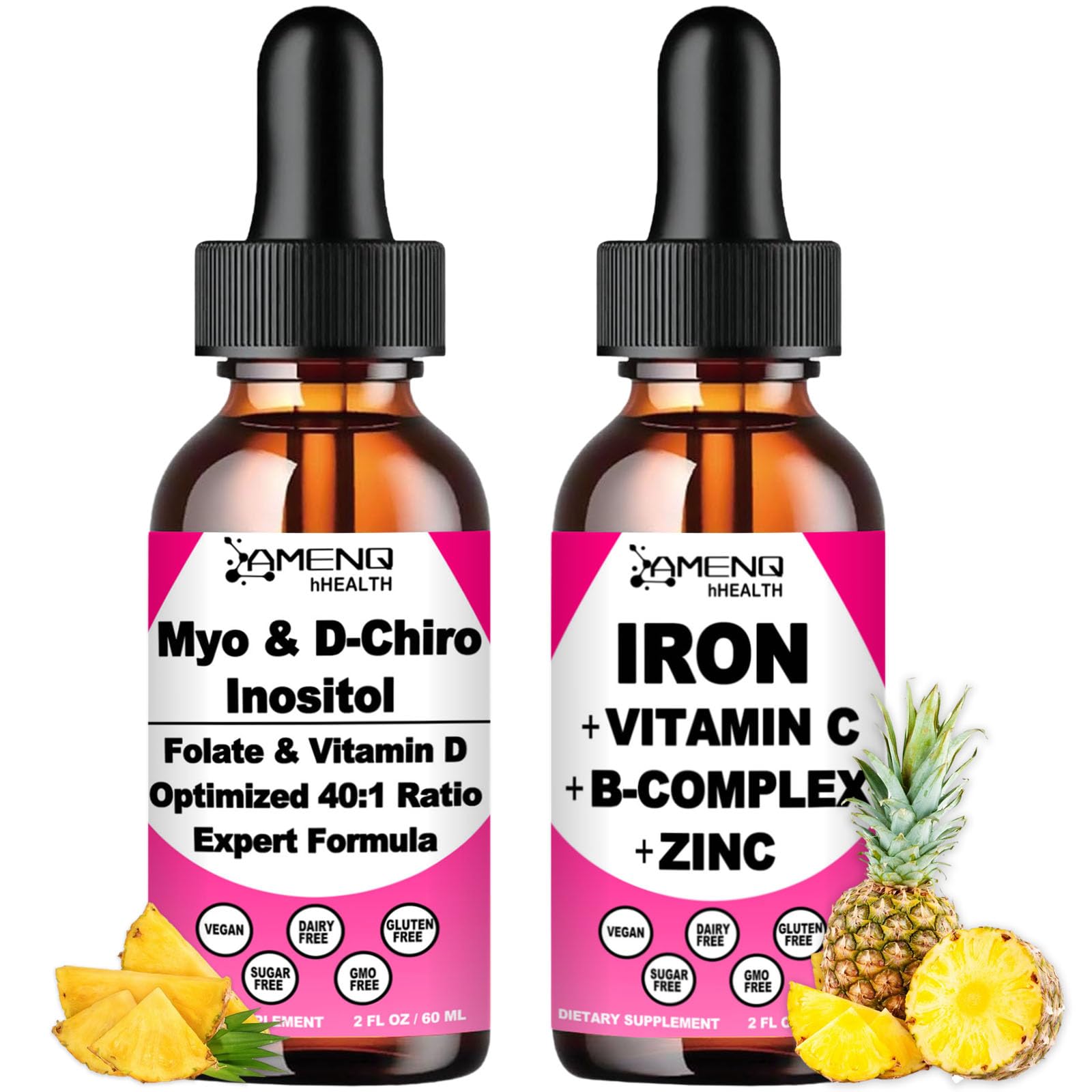 AMENQ hHEALTH suplemento líquido de inositol y hierro para mujeres