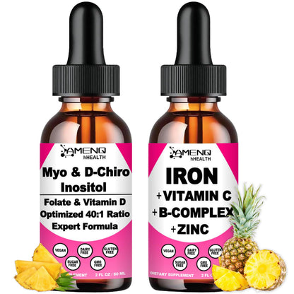 AMENQ hHEALTH suplemento líquido de inositol y hierro para mujeres