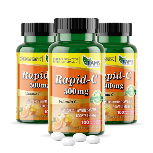 America Medic & Science Rapid-C 500mg paquete de 3 paquetes de 100 tabletas