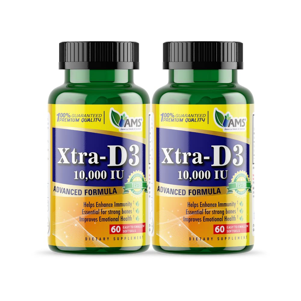 America Medic & Science Xtra D3 vitamina D3 10000 IU frasco 120 cápsulas