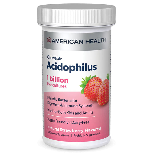 American Health probiótico masticable sabor fresa 60 tabletas