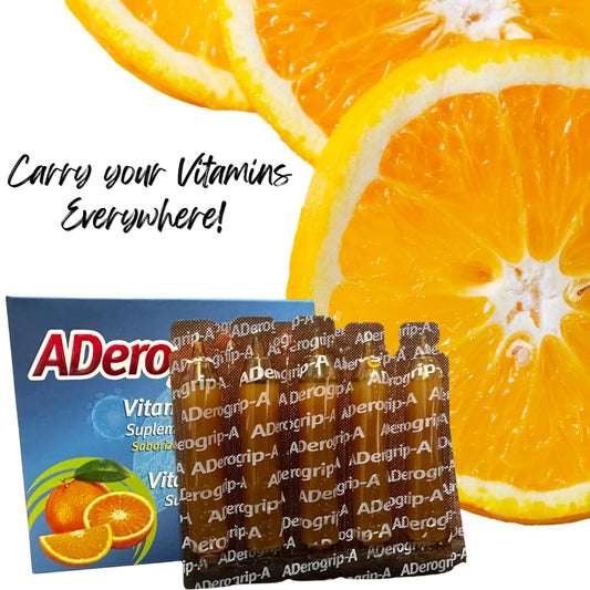 ampolletas aderogrip-a y rodajas de naranja