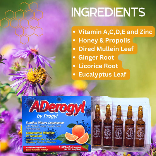 Ampolletas de vitaminas Aderogyl con extractos botánicos
