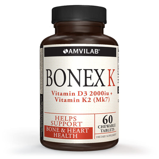 AMVILAB Bonex K suplemento vitamina D3 K2 para huesos y corazón