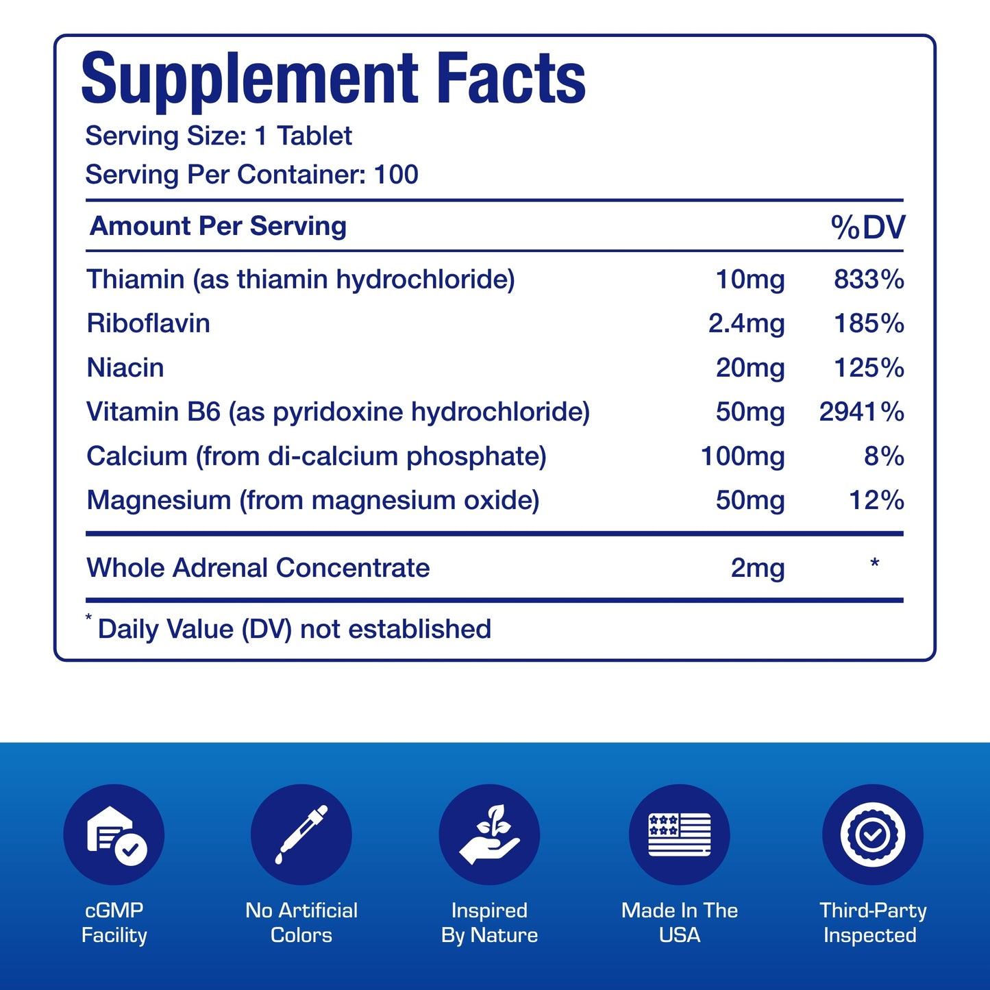 Lado del envase suplemento Calcio Magnesio B6 Anabolic Laboratories