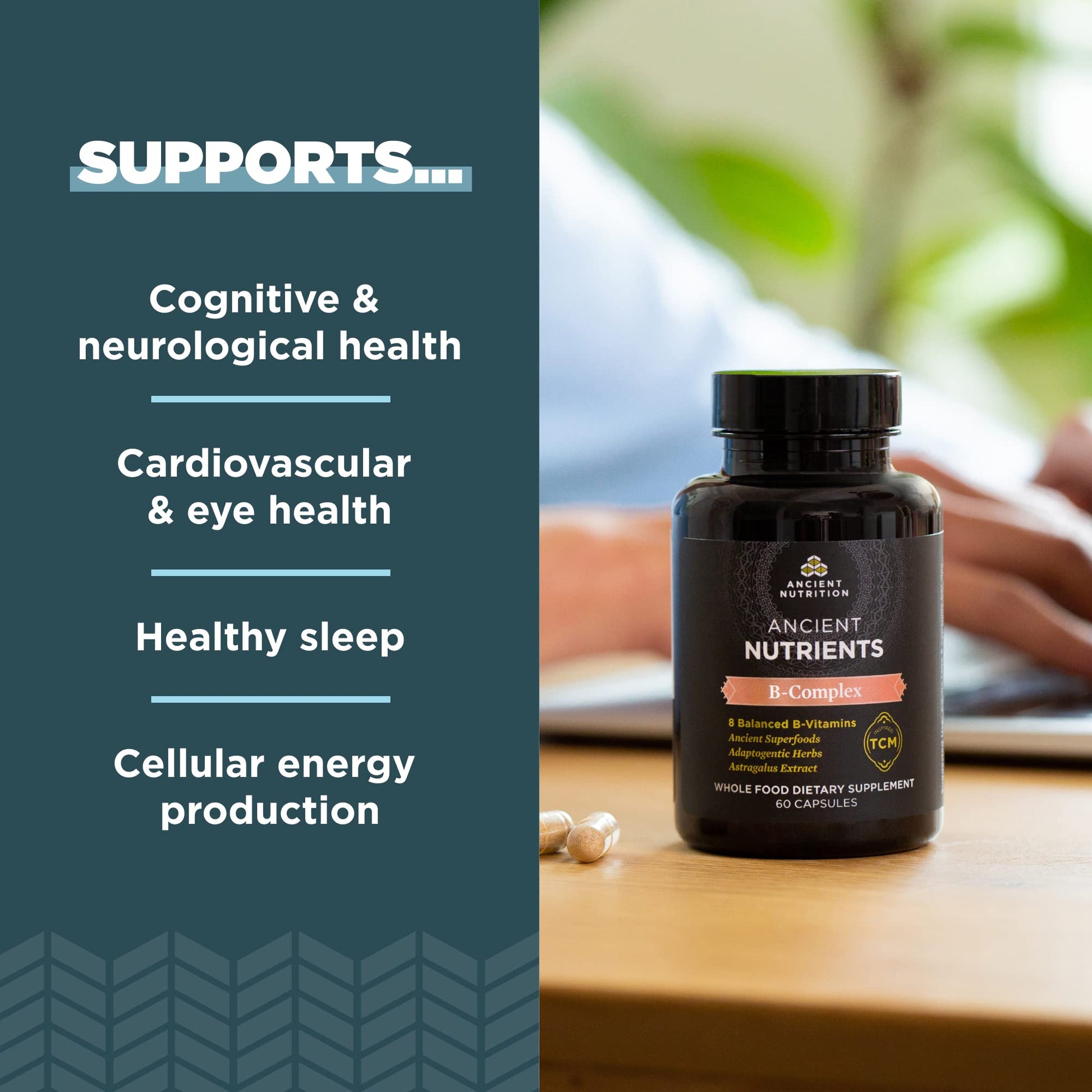 Ancient Nutrition suplemento B Complex con 8 vitaminas para energía