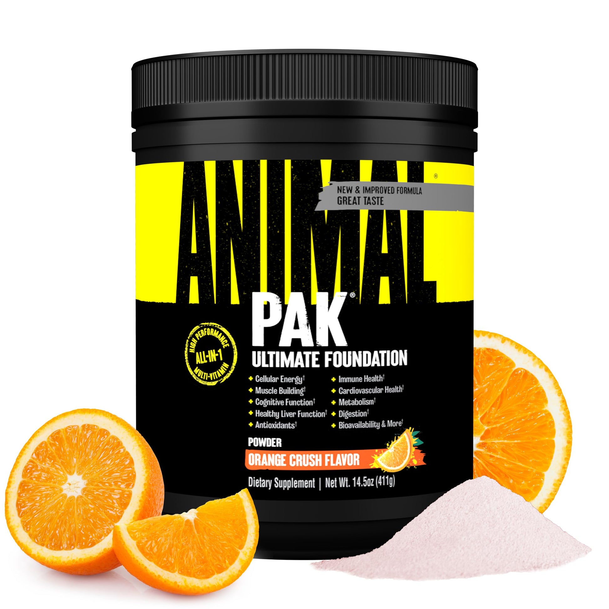 Animal Pak polvo multivitamínico con sabor a naranja para atletas.
