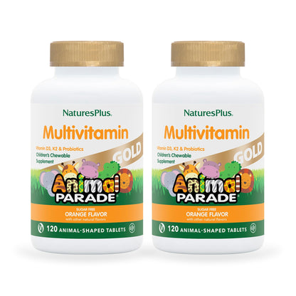 Paquete doble multivitaminas Animal Parade sabor naranja para niños