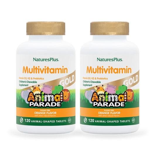 Paquete doble multivitaminas Animal Parade sabor naranja para niños