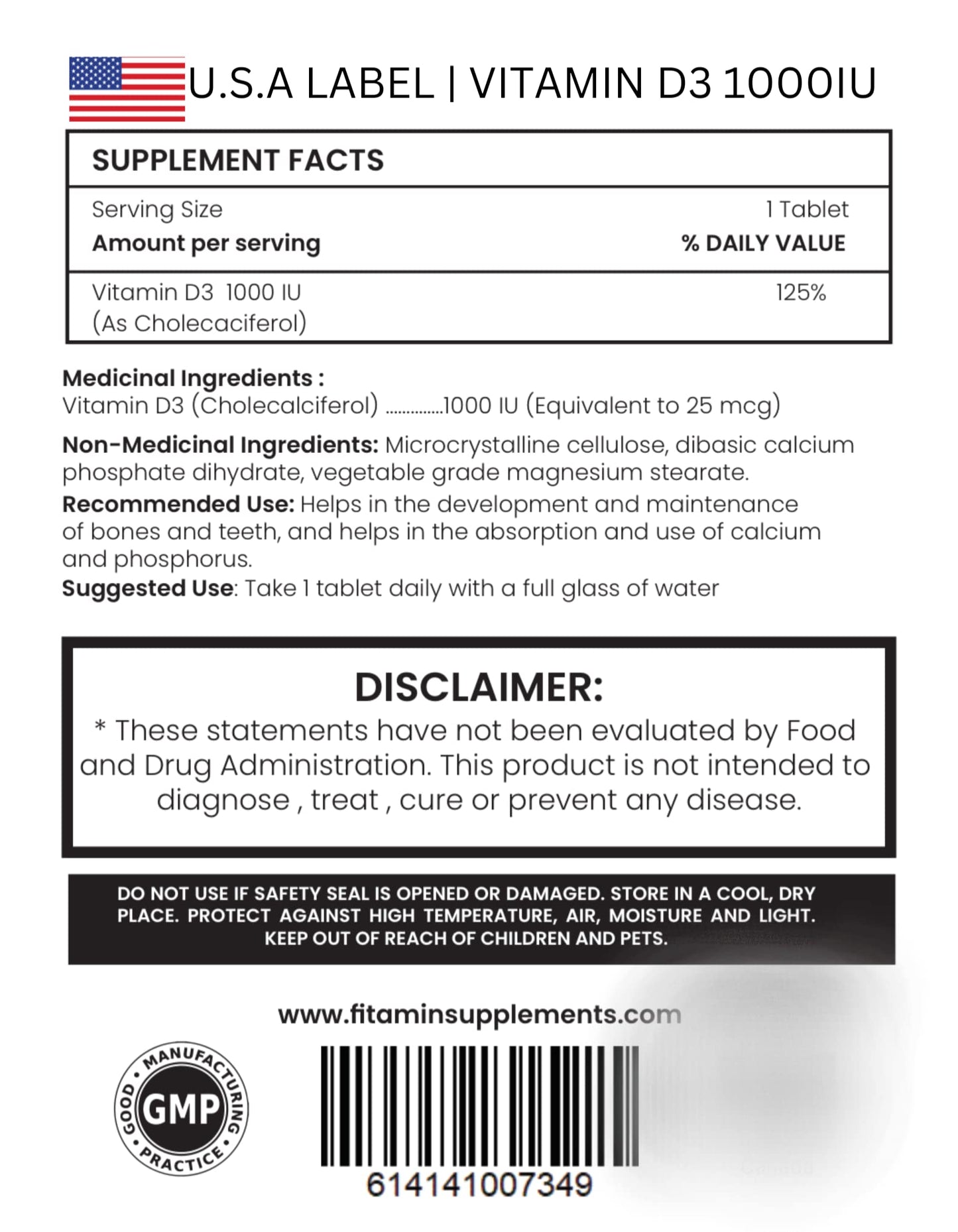 Año completo de vitamina D3 Fitamin 360 tabletas