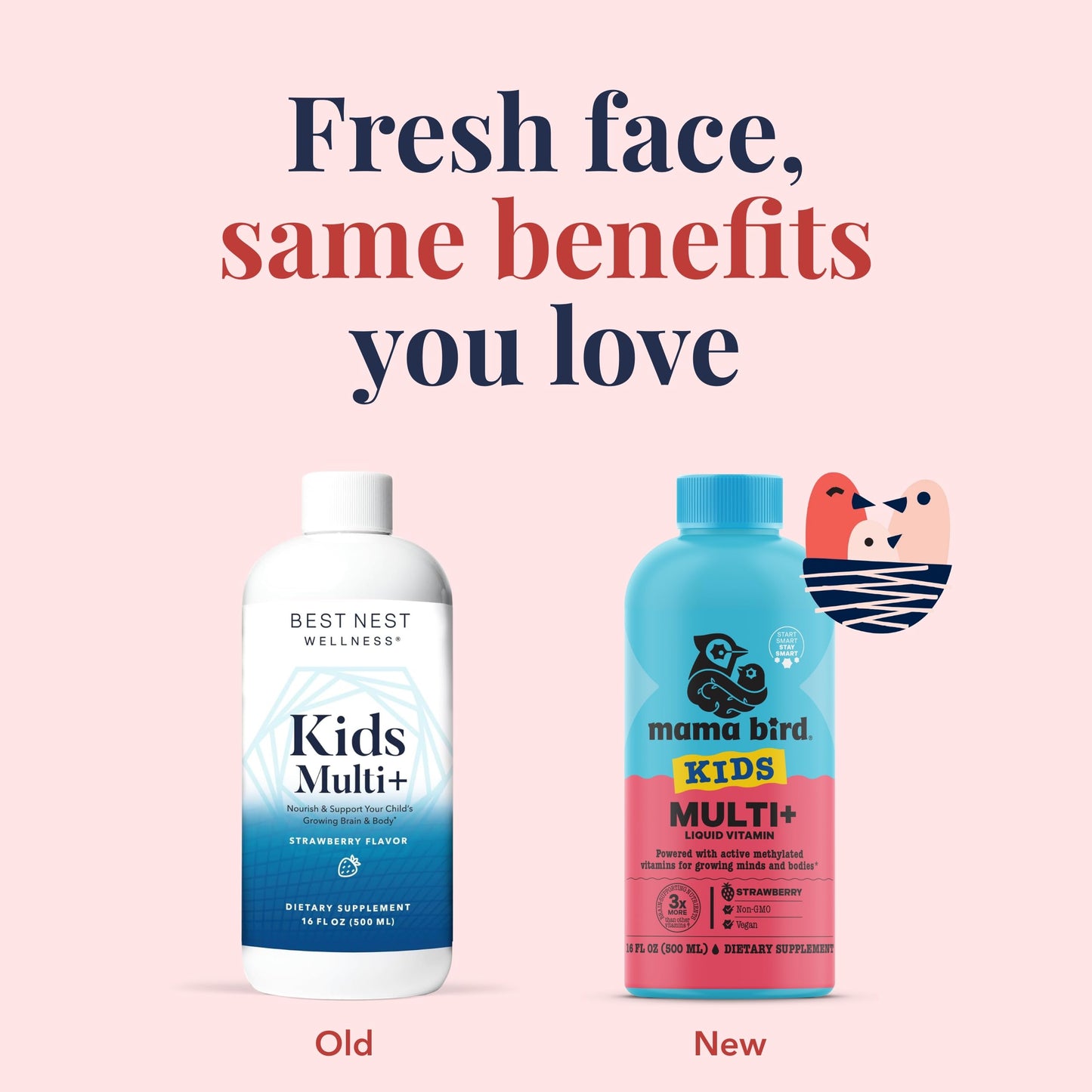 Antes y después de la botella multivitamínico Best Nest