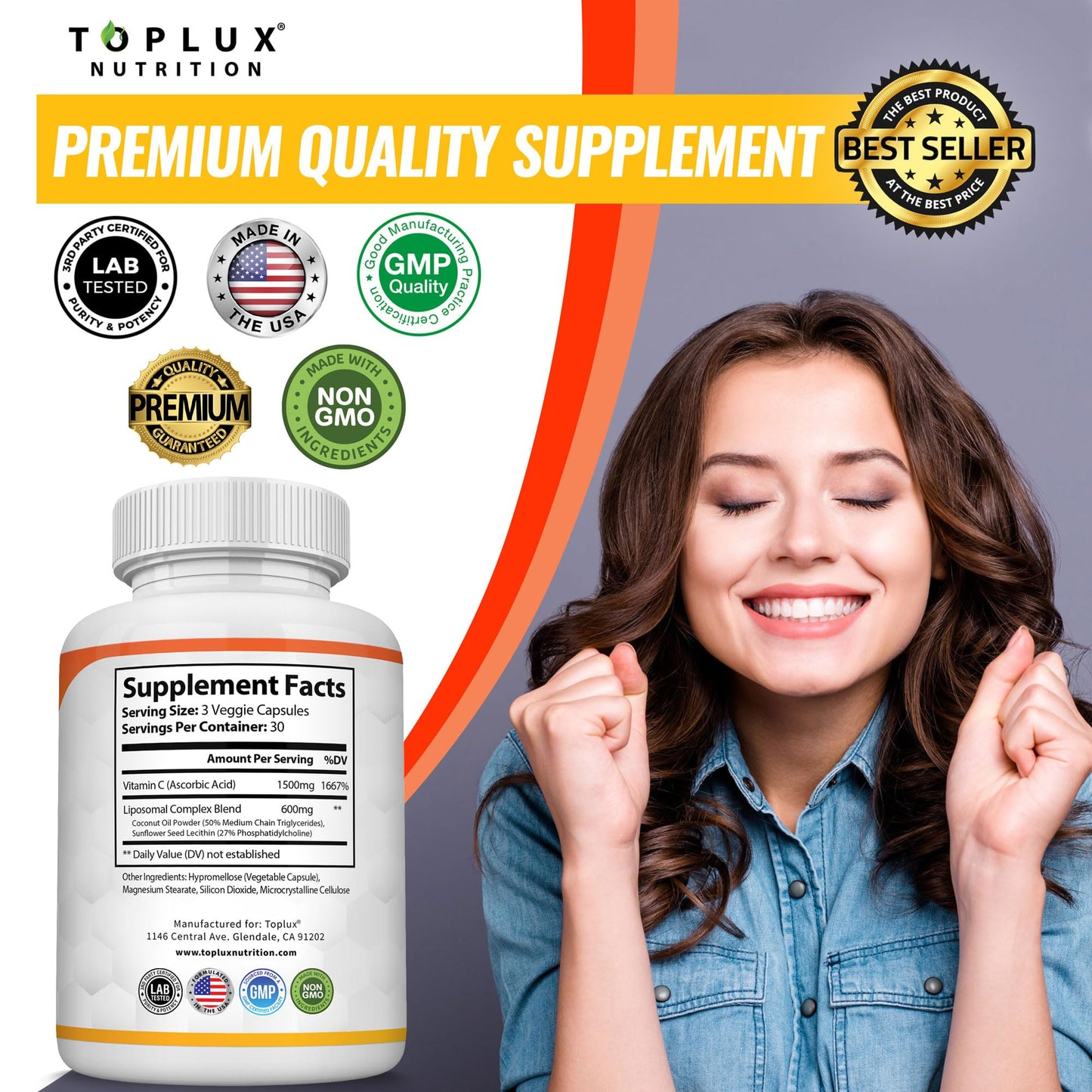 Antioxidante vitamina c liposomal con aceite MCT y lecitina