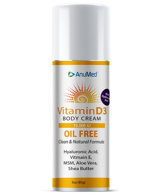AnuMed crema vitamina D3 10000 UI con magnesio y ácido hialurónico 3 oz