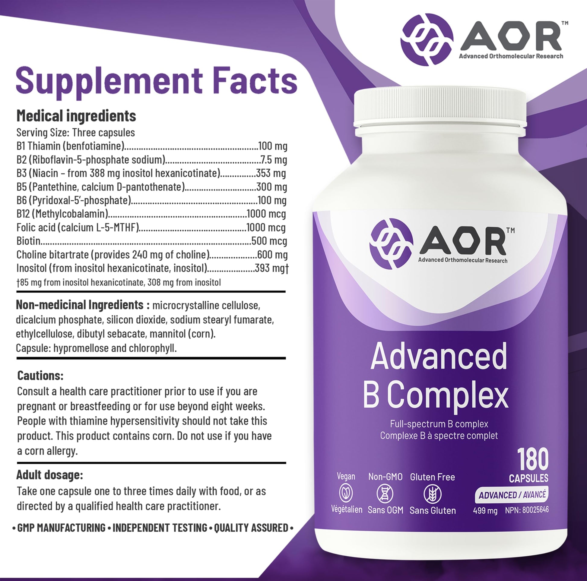 AOR Complejo B suplemento vista cercana