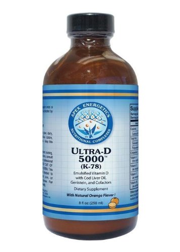 Apex Energetics Ultra-D 5000 botella con vitamina D y sabor naranja