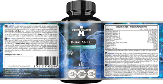 Frasco Apollo B-Balance vitamina b complejo salud general