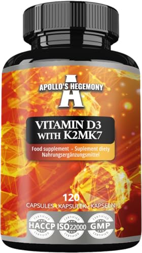 Botella APOLLO'S HEGEMONY Vitamina D3 4000 UI con K2 MK7 120 cápsulas