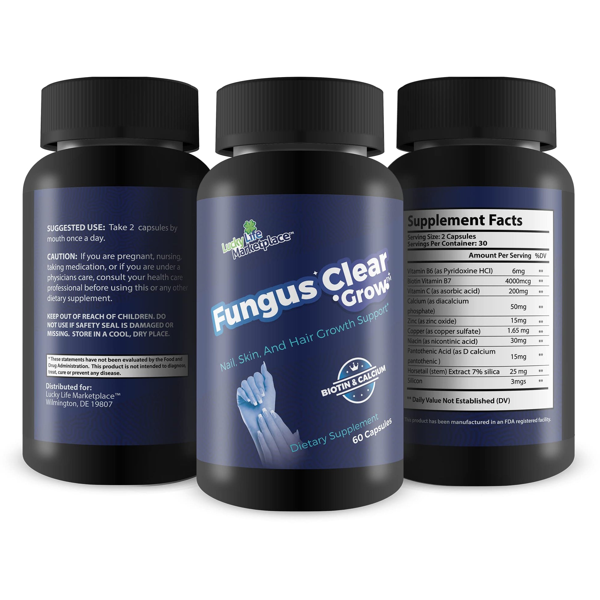 Apoyo para crecimiento de uñas y cabello con Fungus Clear Grow