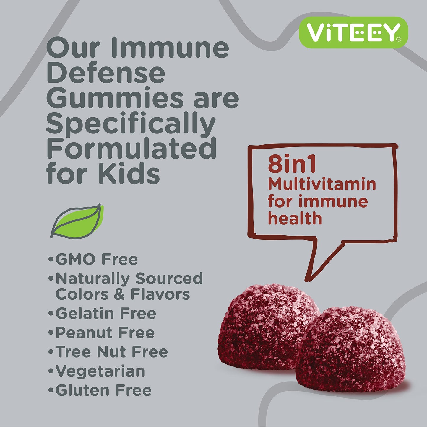 Apoyo natural inmune con gomitas multivitamínicas para niños