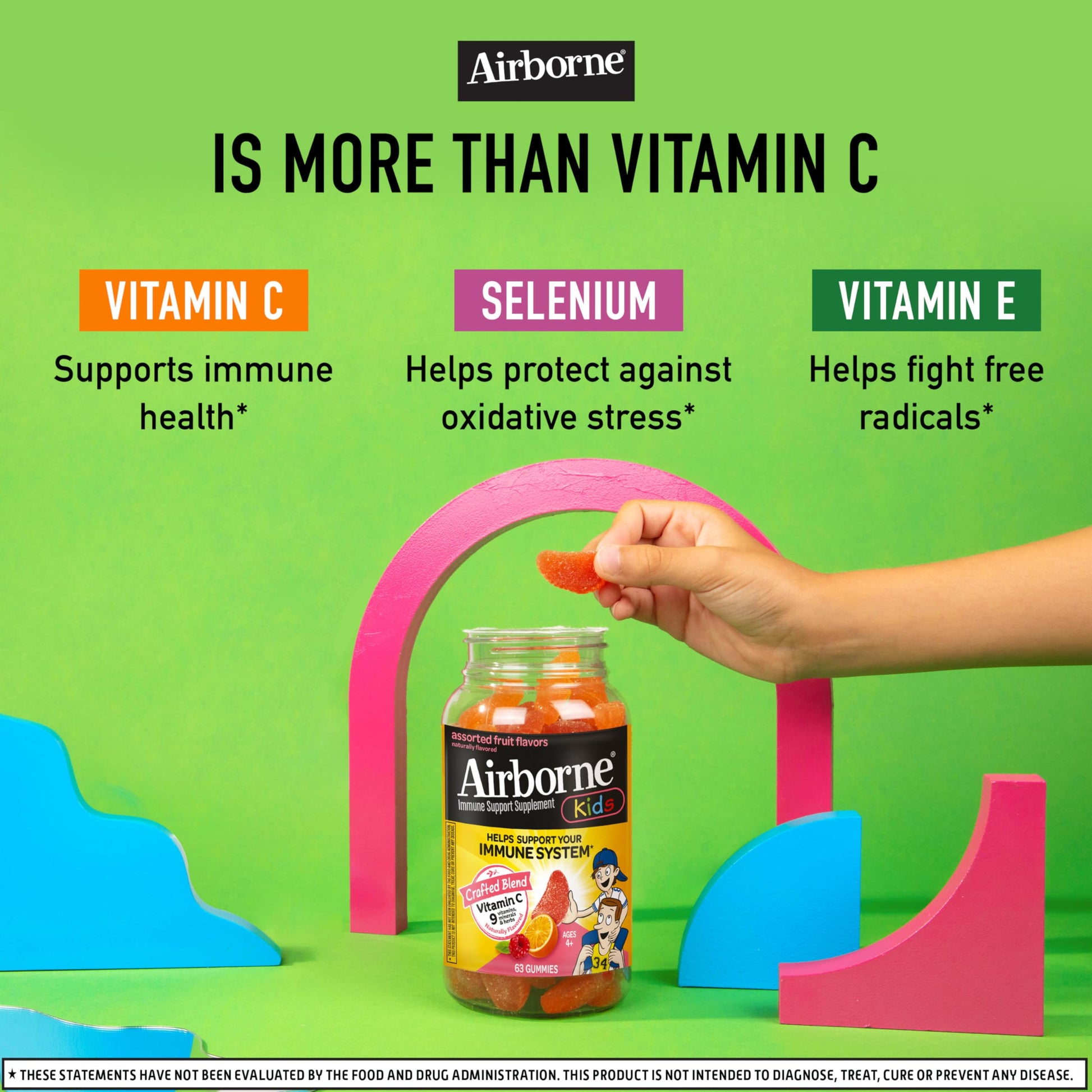 Apoyo inmunológico niños gomitas Vitamina C Airborne kids
