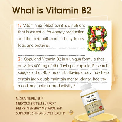 Apoyo metabólico con oppuland riboflavina 400mg