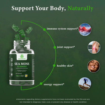 Apoyo natural con gomitas de alga marina.