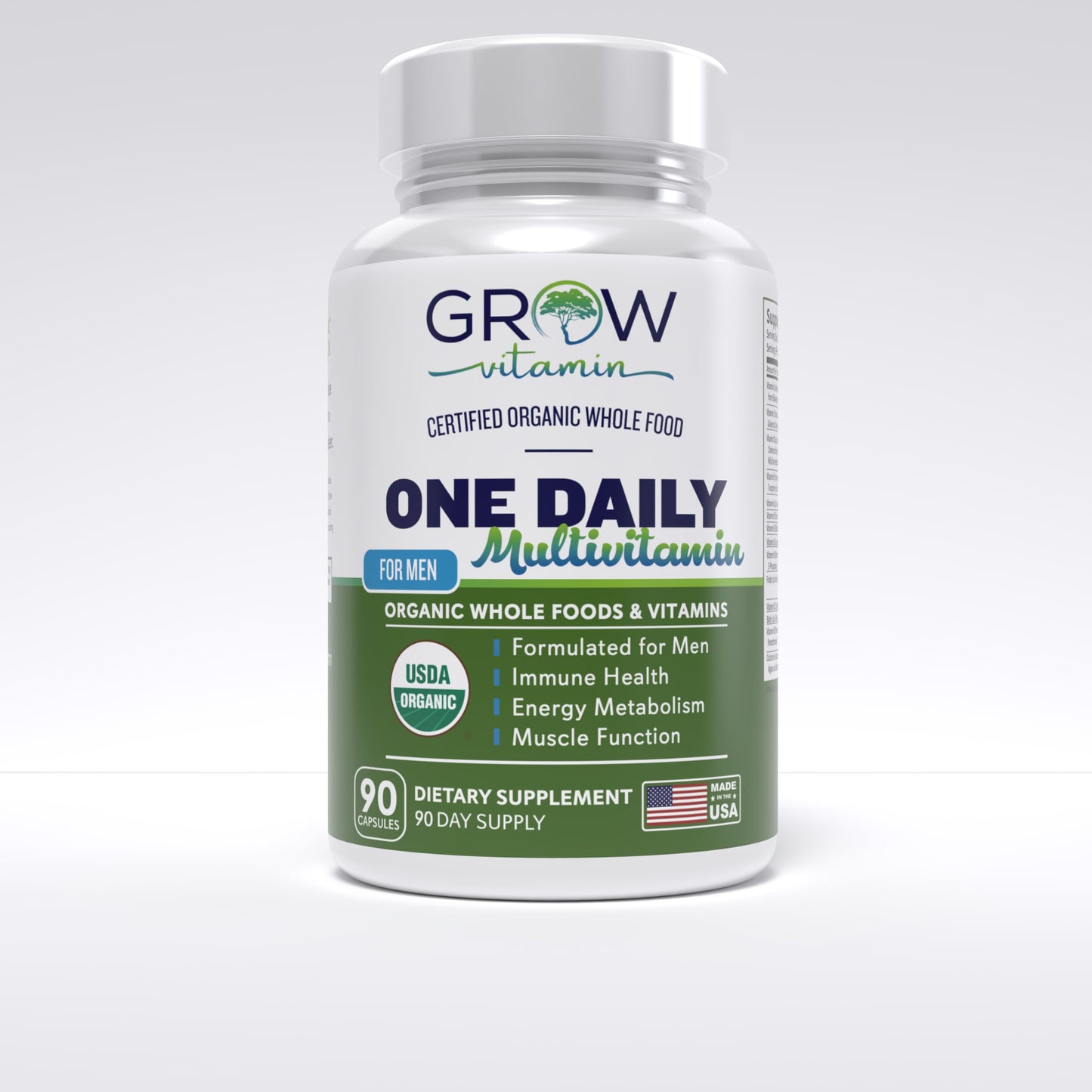 Apoyo diario a la salud de hombres con Grow Vitamin.