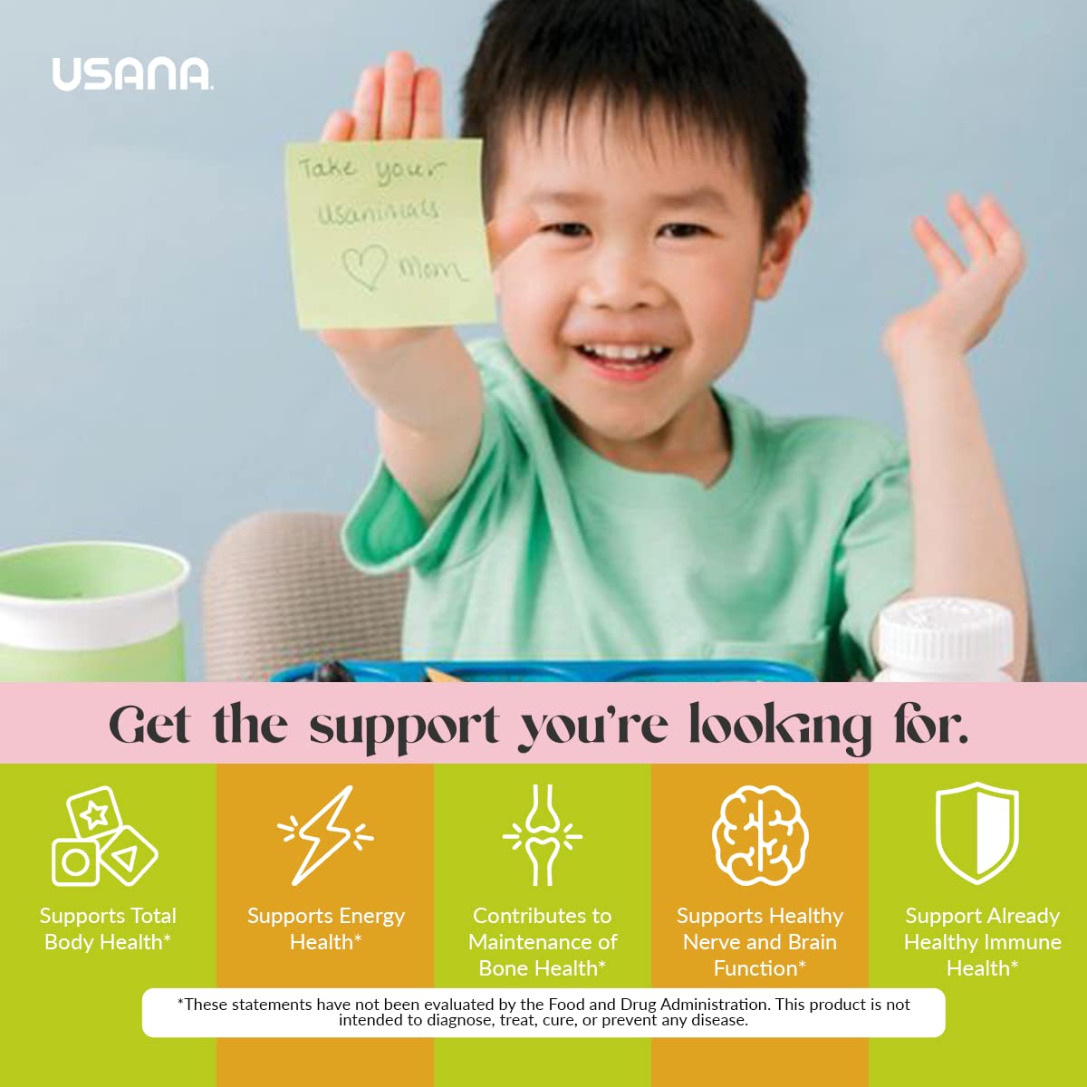 Apoyo en salud infantil con multivitaminas Usanimals.