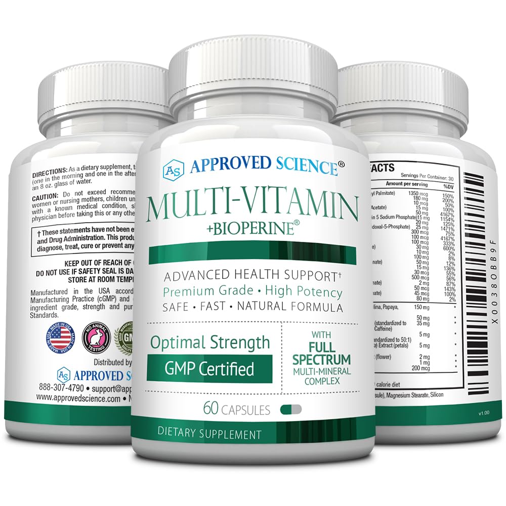 multivitamínico Approved Science desde diferentes ángulos en una imagen