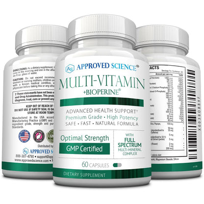 multivitamínico Approved Science desde diferentes ángulos en una imagen