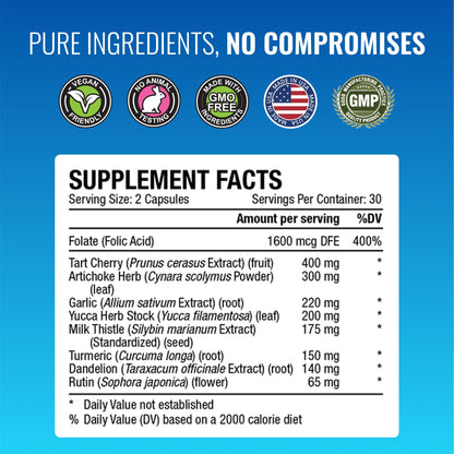 Approved Science uric acid flush paquete con etiquetas