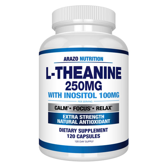 Frasco Arazo Nutrition L-Teanina 250mg Inositol 120 cápsulas vegetales