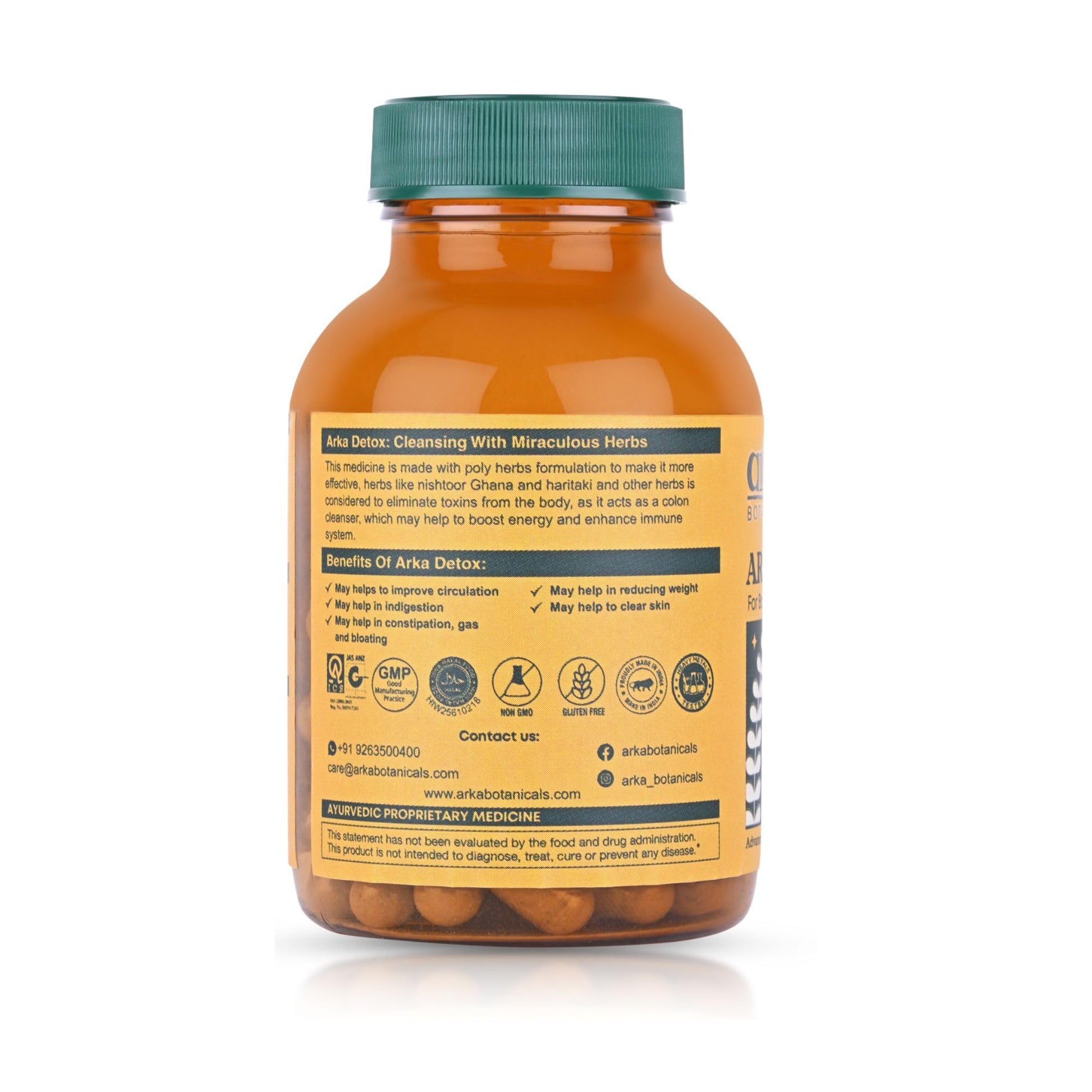 Arka Detox beneficios de hierbas en etiqueta