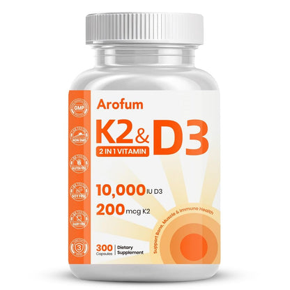 Arofum vitamina d3 k2 10000 ui 300 cápsulas blandas aceite coco