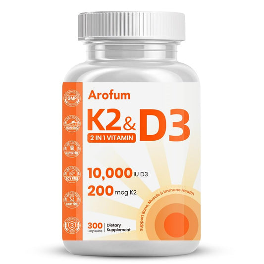 Arofum vitamina d3 k2 10000 ui 300 cápsulas blandas aceite coco