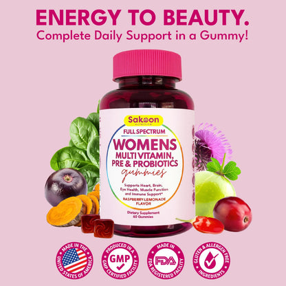 Aspectos destacados de Sakoon multivitaminas para mujeres.