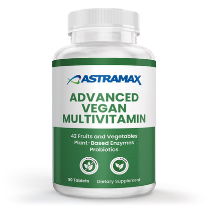 Frasco de multivitamínico vegano Astramax con 90 cápsulas
