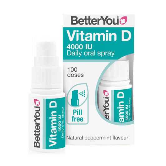 Botella de spray oral vitamina D Atrilly DLux4000 color azul oscuro