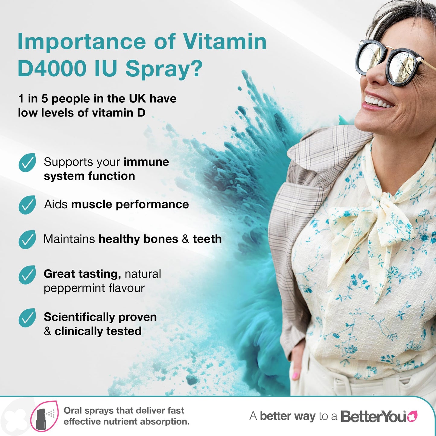 Envase lateral spray oral Atrilly DLux4000 vitamina D3 sabor menta