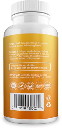 Aura Vitamin colágeno y vitamina c cápsulas etiqueta posterior