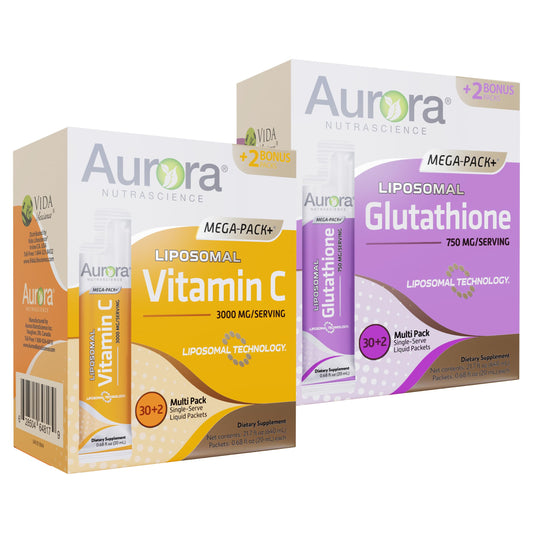 Aurora Nutrascience paquetes vitamina c y glutatión liposomal