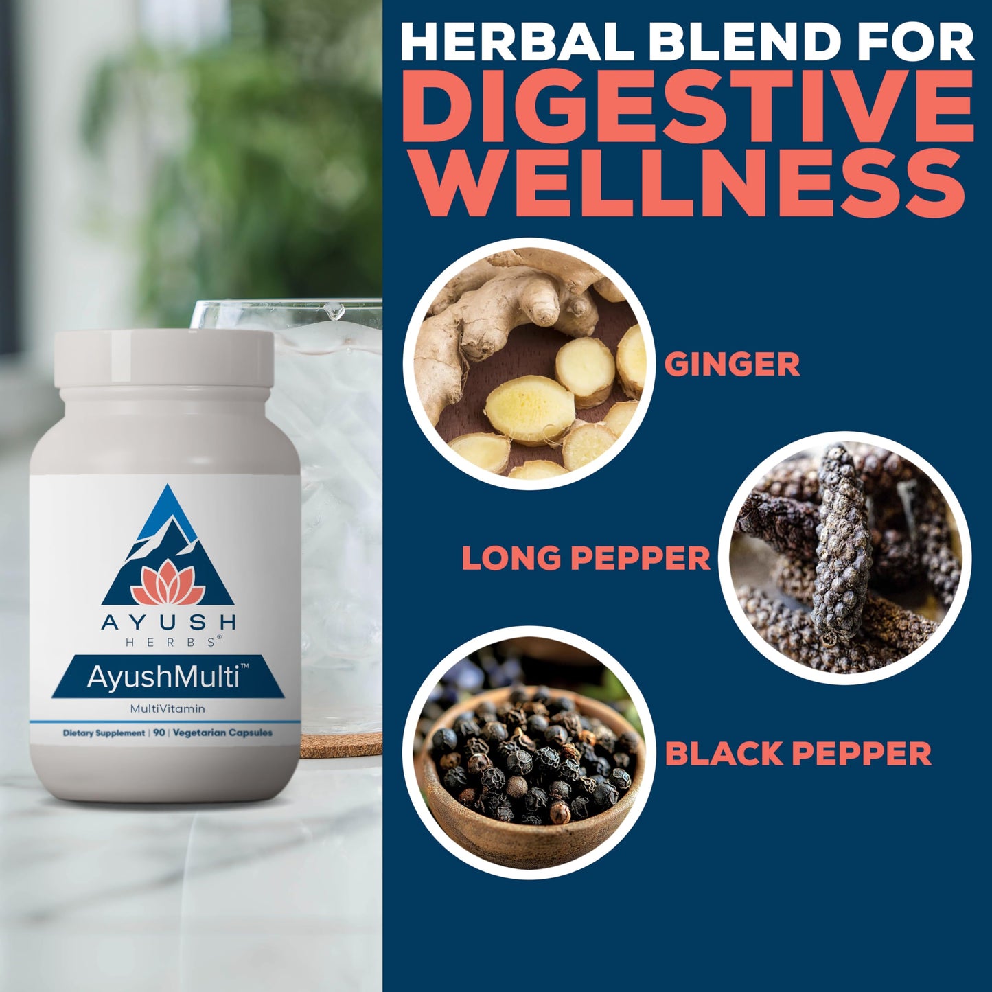 AyushMulti botellas de multivitaminas hierro biotina
