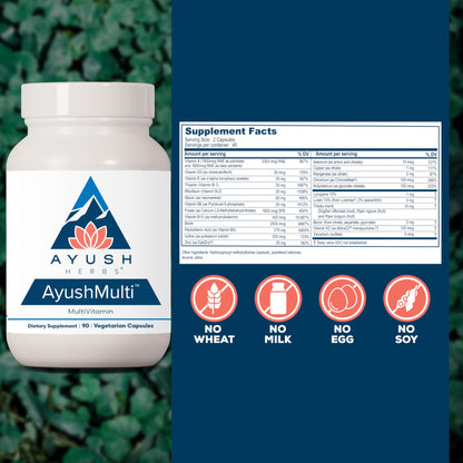 AyushMulti ingredientes suplementos herbales y antioxidantes