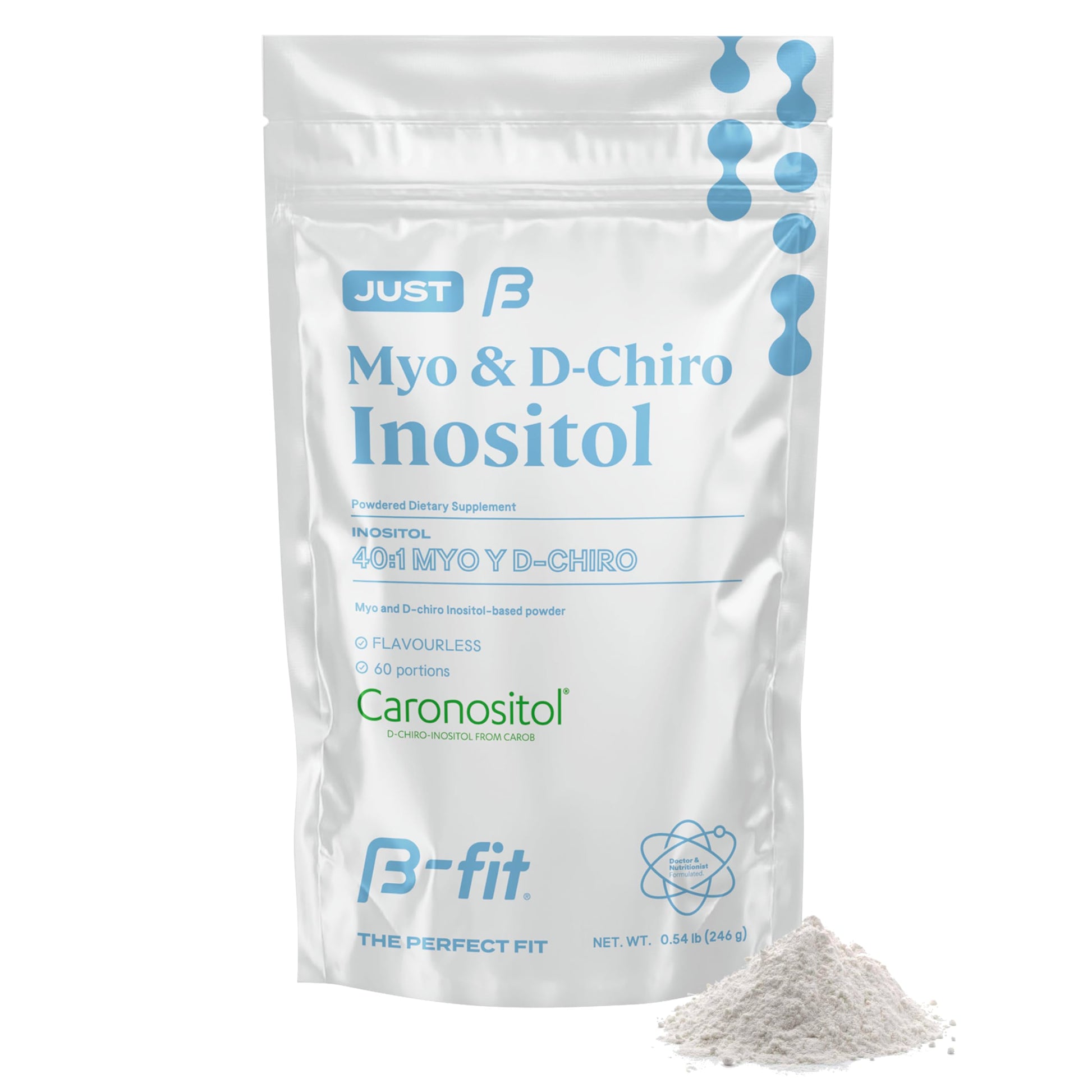 B-FIT B Just Inositol polvo suplemento 40:1 envase frontal