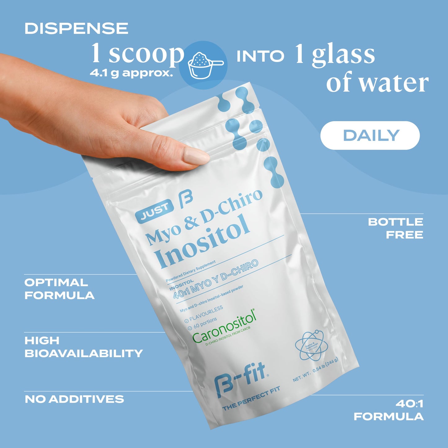 B-FIT B Just Inositol polvo suplemento con ingredientes puros